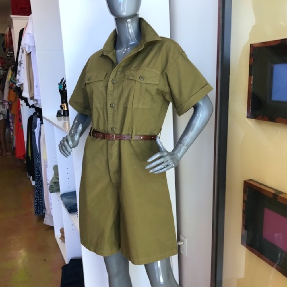 ALEX MILL "Safari" Short Jumpsuit in. Olive Gold EUC/sz M - Picture 10 of 16